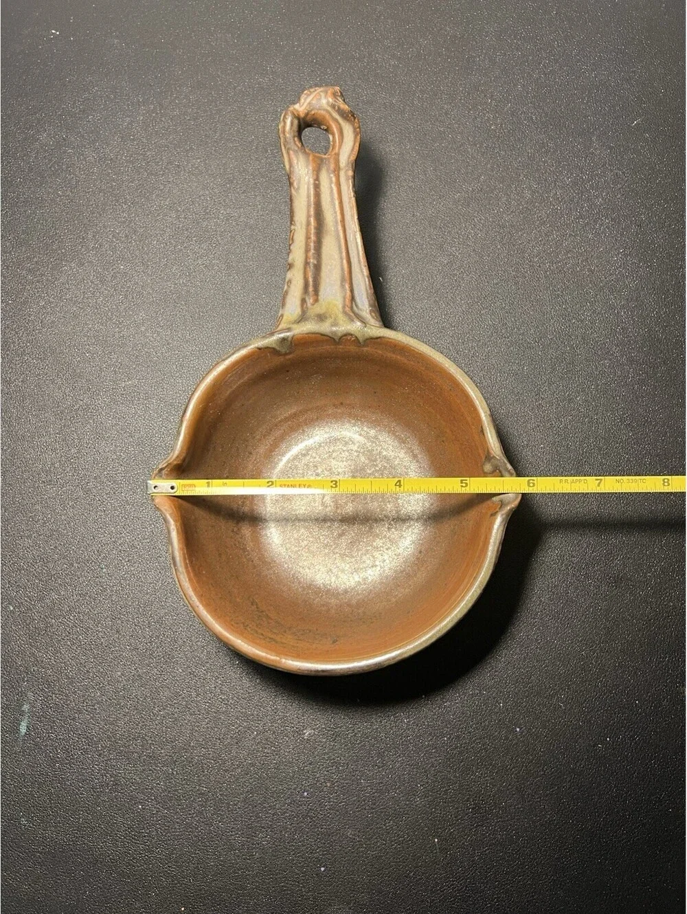 Pottery Works Flameware Spouted Frying Pan Terry Silverman Fitzwilliam NH, 6”